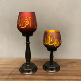 Maxbell Ramadan Glass Tealight Holders for Home Anniversary Celebration Black
