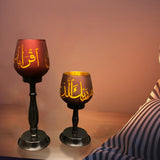 Maxbell Ramadan Glass Tealight Holders for Home Anniversary Celebration Black