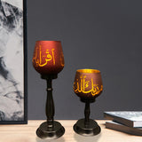 Maxbell Ramadan Glass Tealight Holders for Home Anniversary Celebration Black