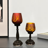 Maxbell Ramadan Glass Tealight Holders for Home Anniversary Celebration Black