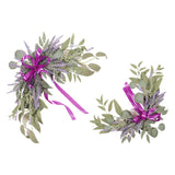 Maxbell 2 Pieces Wedding Arch Flowers Fake Flowers Greenery for Front Door Ornament Lavender