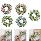 Maxbell Artificial Peony Flower Wreath Floral Wreath for Festival Wedding Decoration Pink Purple