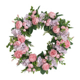 Maxbell Artificial Peony Flower Wreath Floral Wreath for Festival Wedding Decoration Pink Purple