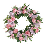 Maxbell Artificial Peony Flower Wreath Floral Wreath for Festival Wedding Decoration Pink Purple