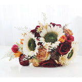 Maxbell Wedding Bride Hand Bouquet Sunflowers with Ribbons for Party Church Supplies