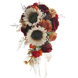 Maxbell Wedding Bride Hand Bouquet Sunflowers with Ribbons for Party Church Supplies