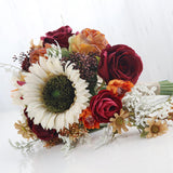 Maxbell Wedding Bride Hand Bouquet Sunflowers with Ribbons for Party Church Supplies