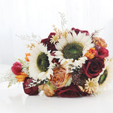 Maxbell Wedding Bride Hand Bouquet Sunflowers with Ribbons for Party Church Supplies