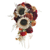 Maxbell Wedding Bride Hand Bouquet Sunflowers with Ribbons for Party Church Supplies