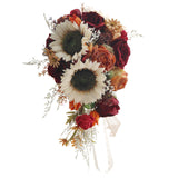 Maxbell Wedding Bride Hand Bouquet Sunflowers with Ribbons for Party Church Supplies