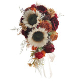 Maxbell Wedding Bride Hand Bouquet Sunflowers with Ribbons for Party Church Supplies