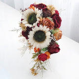 Maxbell Wedding Bride Hand Bouquet Sunflowers with Ribbons for Party Church Supplies
