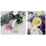 Maxbell Elegant Wedding Bouquets for Bride Waterfall Shape Handmade Decor Purple