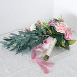 Maxbell Elegant Wedding Bouquets for Bride Waterfall Shape Handmade Decor Purple