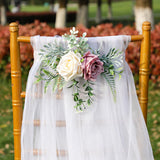 Maxbell Chair Back Flowers and Ribbons Artificial Rose Flower for Events Wedding