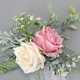 Maxbell Chair Back Flowers and Ribbons Artificial Rose Flower for Events Wedding