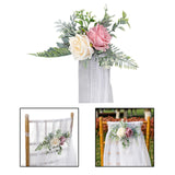 Maxbell Chair Back Flowers and Ribbons Artificial Rose Flower for Events Wedding