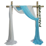 Maxbell Chiffon Fabric Drapery Panel Ceremony Party Wedding Arch Drapes White Blue