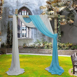 Maxbell Chiffon Fabric Drapery Panel Ceremony Party Wedding Arch Drapes White Blue