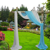 Maxbell Chiffon Fabric Drapery Panel Ceremony Party Wedding Arch Drapes White Blue