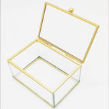 Maxbell Glass Jewelry Box Keepsake Box Ring Earring Display Storage Box for Wedding