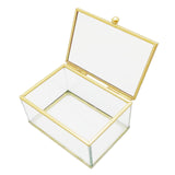 Maxbell Glass Jewelry Box Keepsake Box Ring Earring Display Storage Box for Wedding