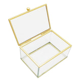 Maxbell Glass Jewelry Box Keepsake Box Ring Earring Display Storage Box for Wedding