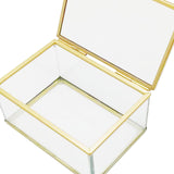 Maxbell Glass Jewelry Box Keepsake Box Ring Earring Display Storage Box for Wedding