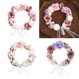 Maxbell Rose Wreath Floral Garland Fake for Wedding Headdress Farmhouse Front Door coffee