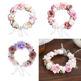 Maxbell Rose Wreath Floral Garland Fake for Wedding Headdress Farmhouse Front Door coffee