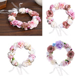 Maxbell Rose Wreath Floral Garland Fake for Wedding Headdress Farmhouse Front Door coffee