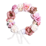 Maxbell Rose Wreath Floral Garland Fake for Wedding Headdress Farmhouse Front Door coffee