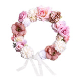 Maxbell Rose Wreath Floral Garland Fake for Wedding Headdress Farmhouse Front Door coffee