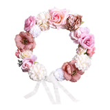 Maxbell Rose Wreath Floral Garland Fake for Wedding Headdress Farmhouse Front Door coffee