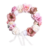 Maxbell Rose Wreath Floral Garland Fake for Wedding Headdress Farmhouse Front Door coffee