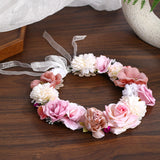 Maxbell Rose Wreath Floral Garland Fake for Wedding Headdress Farmhouse Front Door coffee
