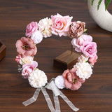 Maxbell Rose Wreath Floral Garland Fake for Wedding Headdress Farmhouse Front Door coffee