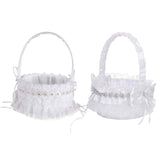 Maxbell Wedding Flower Girl Basket Comfortable Handle for Banquet Rose Edge