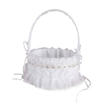 Maxbell Wedding Flower Girl Basket Comfortable Handle for Banquet Rose Edge