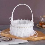 Maxbell Wedding Flower Girl Basket Comfortable Handle for Banquet Rose Edge