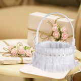 Maxbell Wedding Flower Girl Basket Comfortable Handle for Banquet Rose Edge