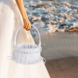 Maxbell Wedding Flower Girl Basket Comfortable Handle for Banquet Rose Edge