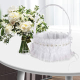 Maxbell Wedding Flower Girl Basket Comfortable Handle for Banquet Rose Edge