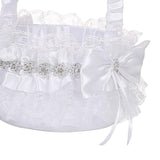Maxbell Wedding Flower Girl Basket Comfortable Handle for Banquet Lace Edge