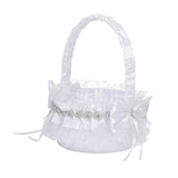 Maxbell Wedding Flower Girl Basket Comfortable Handle for Banquet Lace Edge