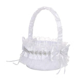 Maxbell Wedding Flower Girl Basket Comfortable Handle for Banquet Lace Edge