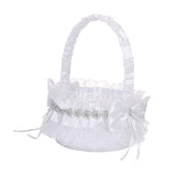 Maxbell Wedding Flower Girl Basket Comfortable Handle for Banquet Lace Edge