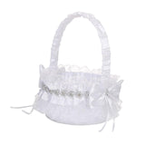 Maxbell Wedding Flower Girl Basket Comfortable Handle for Banquet Lace Edge
