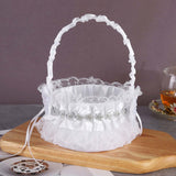 Maxbell Wedding Flower Girl Basket Comfortable Handle for Banquet Lace Edge