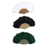 Maxbell Wedding Bride Feather Fan Handheld Decorative for Tea Dancing White